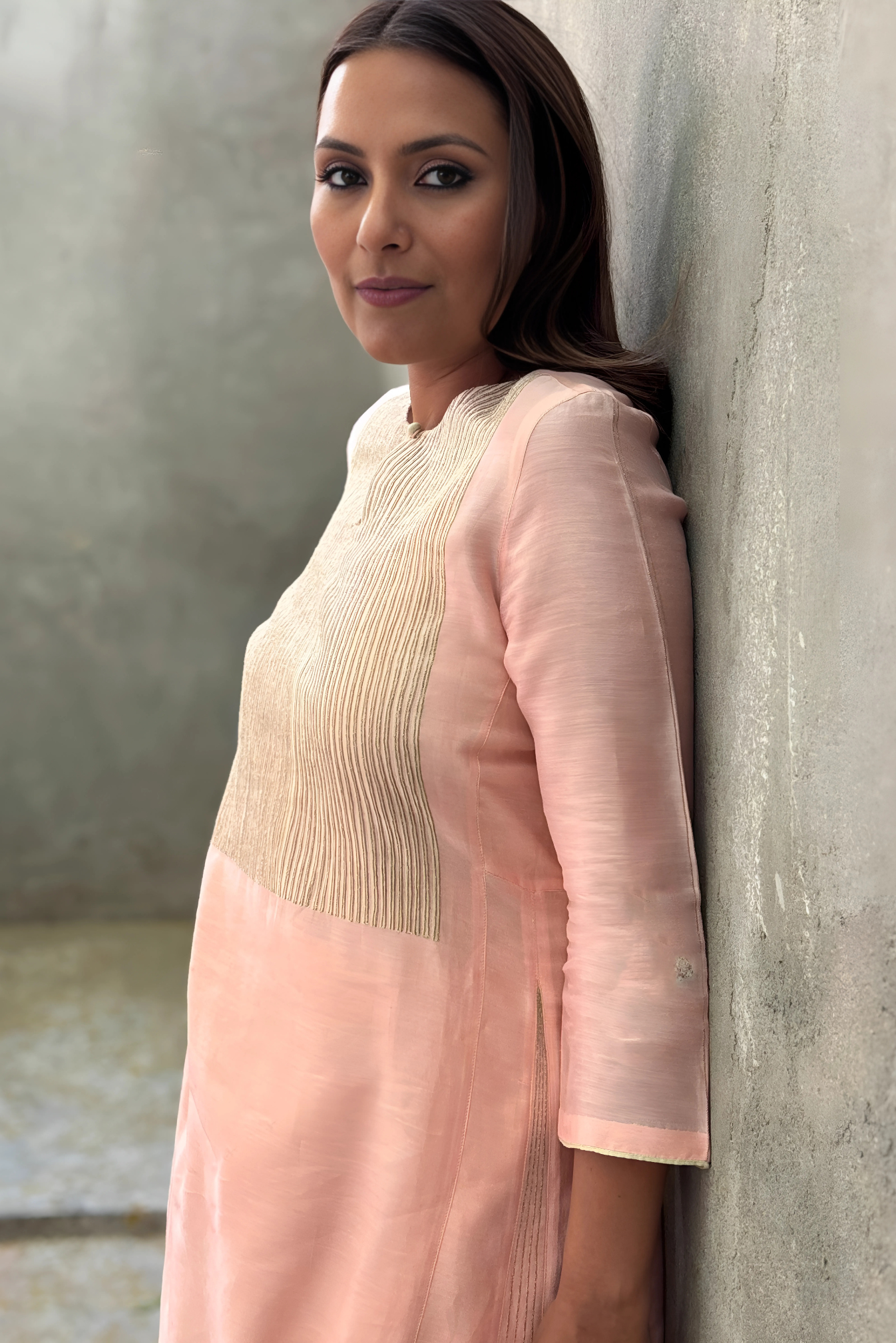 BLUSH CHANDERI KURTA SET