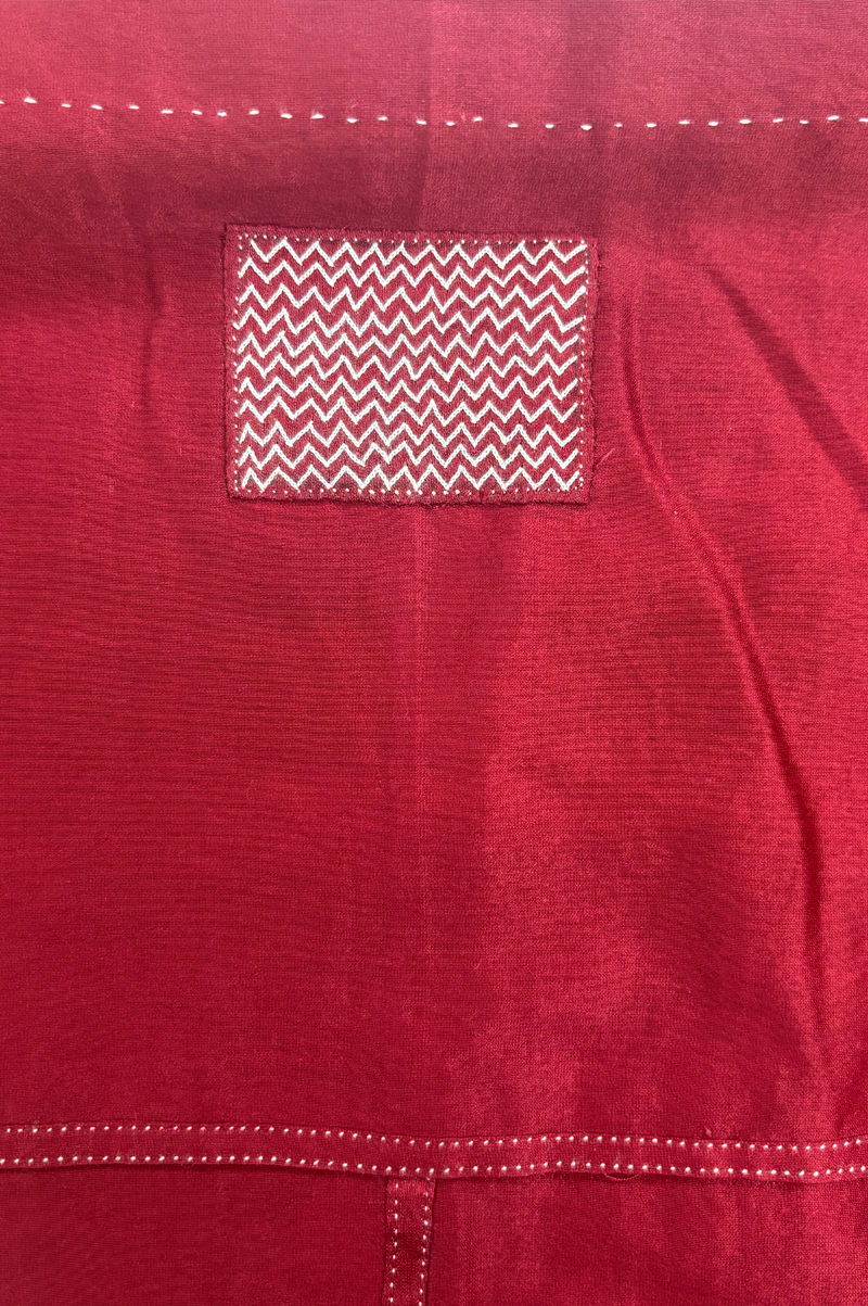 RED IKAT TOP WITH CHEVRON PATTERN IN YOKE - RTS
