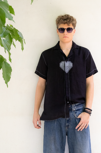 BLACK HEART LINEN SHIRT