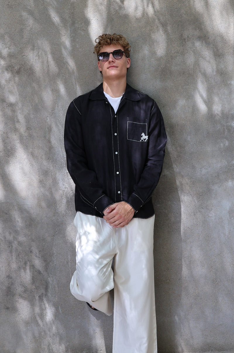BLACK HORSE LINEN SHIRT