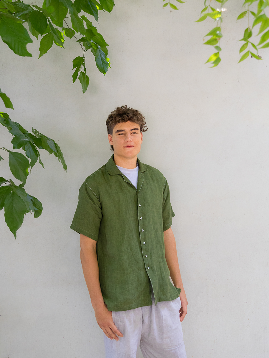 OLIVE LINEN SHIRT