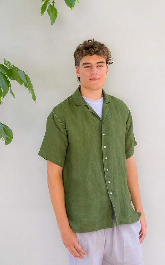 OLIVE LINEN SHIRT