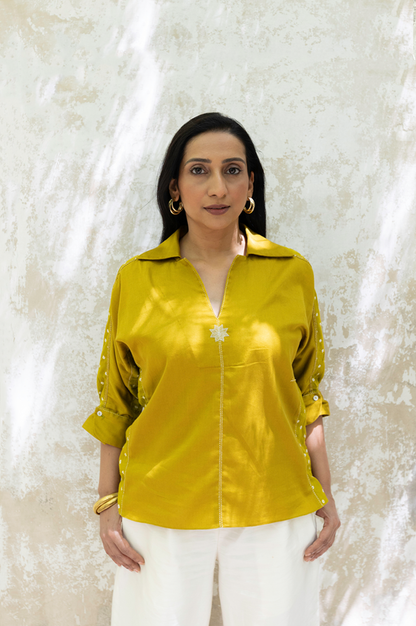 MOSS COTTON TOP WITH BANDHANI BACK - RTS