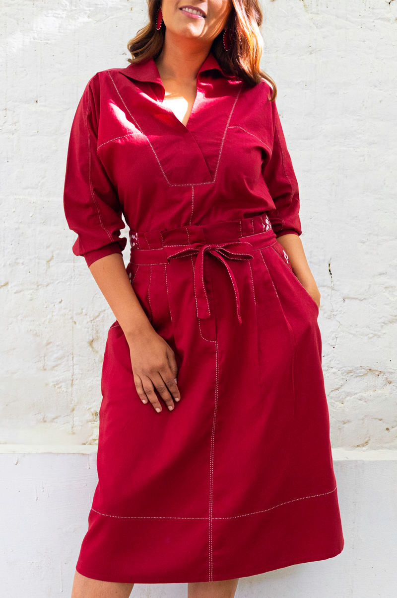 RED COTTON CO- ORD SET