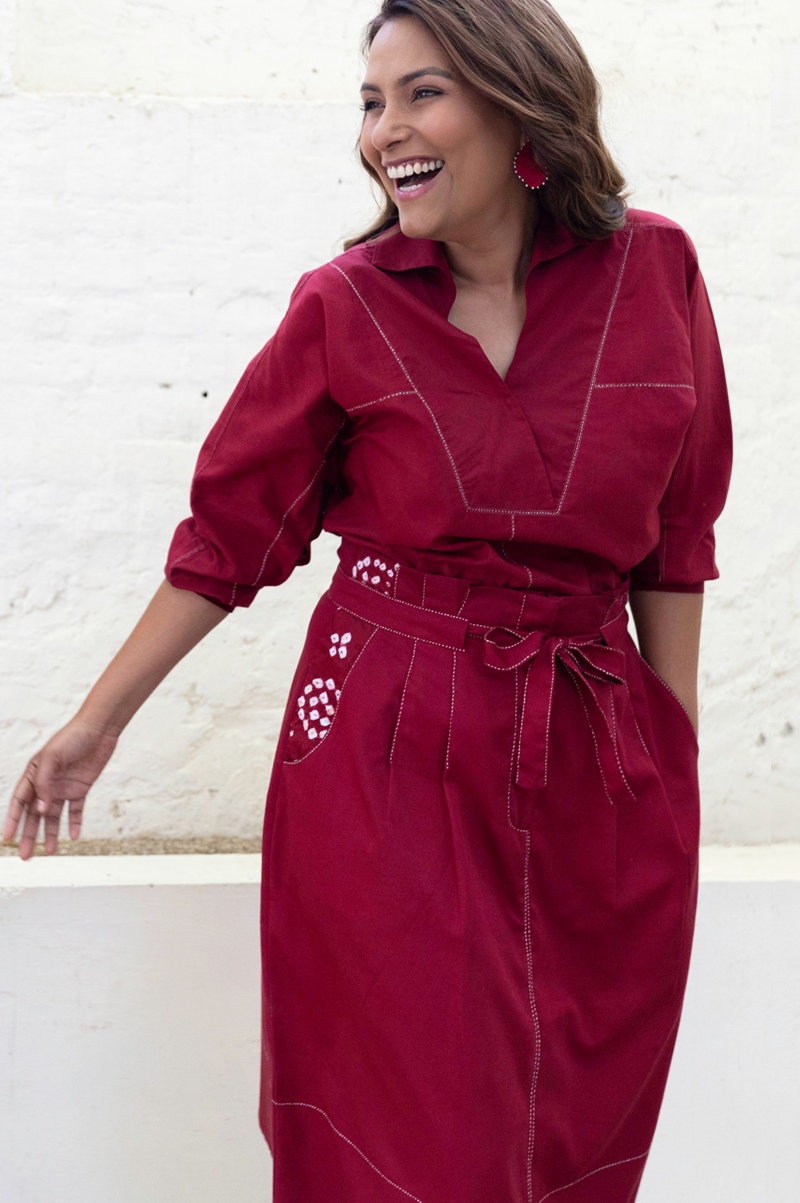 RED COTTON CO- ORD SET