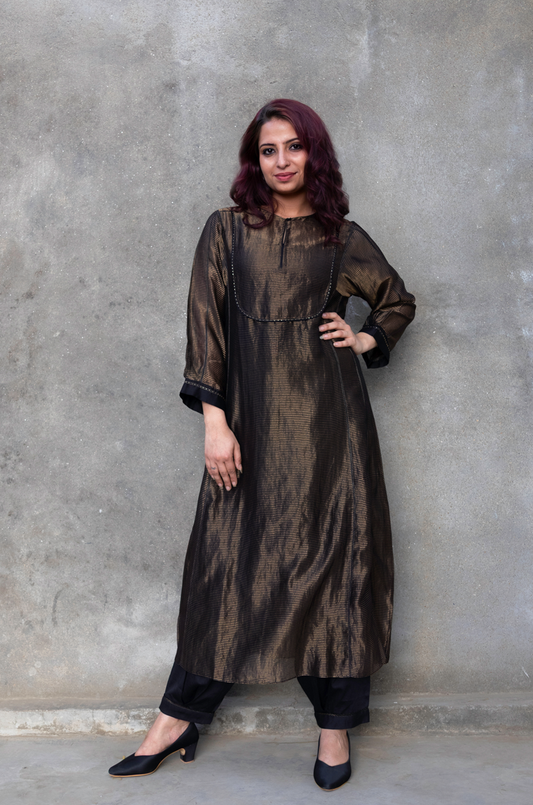ZARI STRIPE KURTA WITH AFGHANI DHOTI PANTS