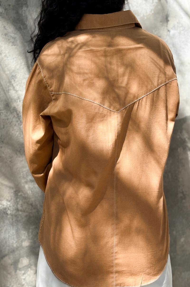 TAN SHIRT WITH HEART MOTIF