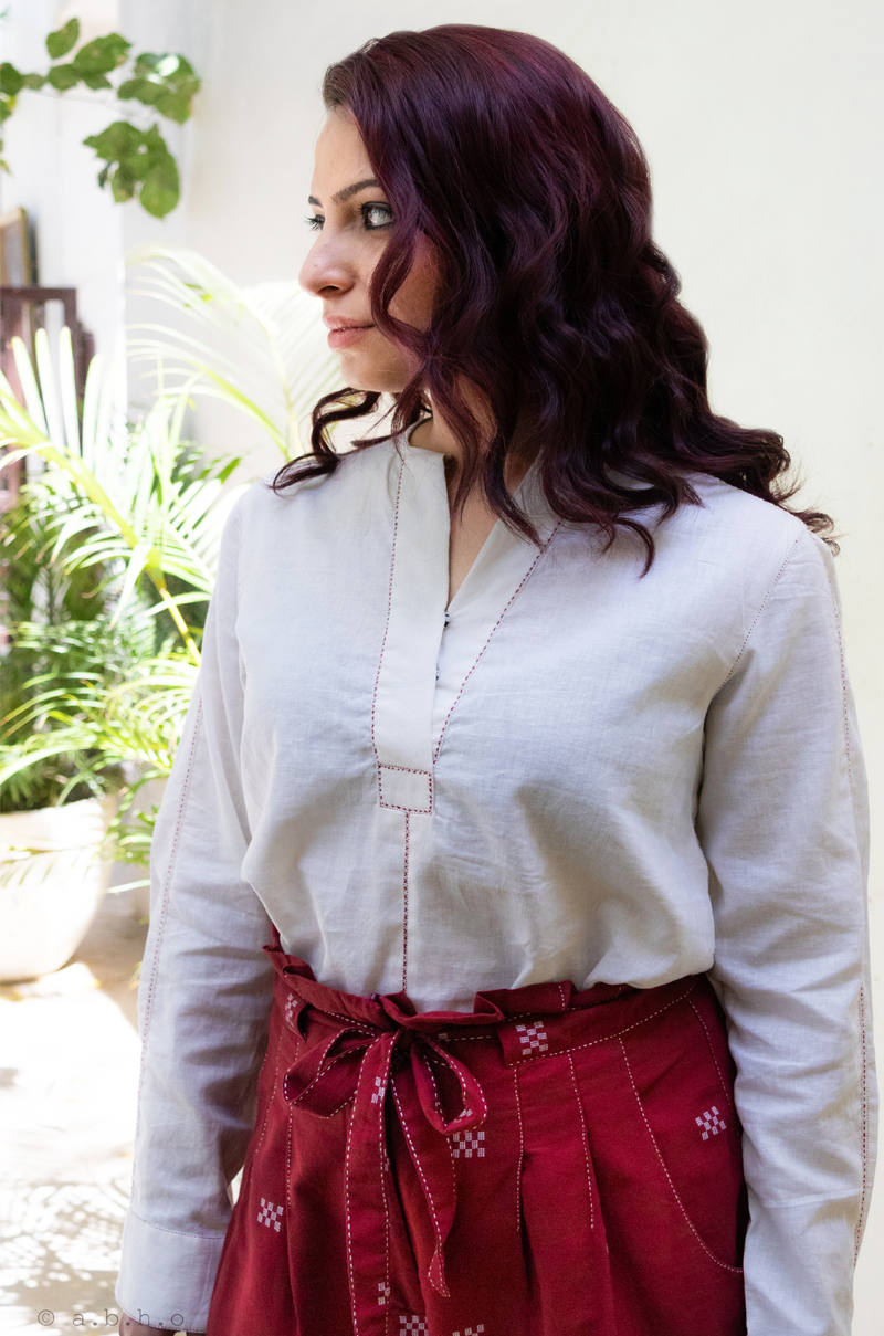 RED JAMDANI PANTS