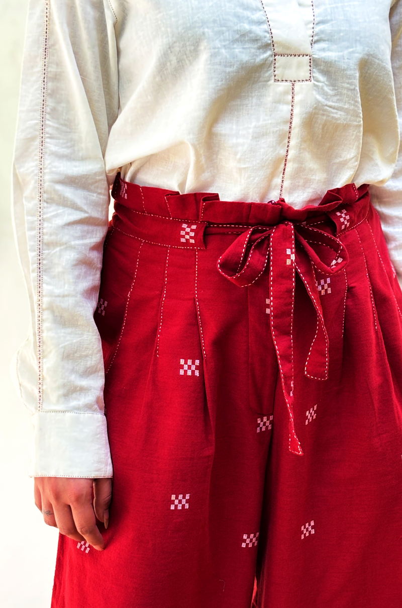 RED JAMDANI PANTS