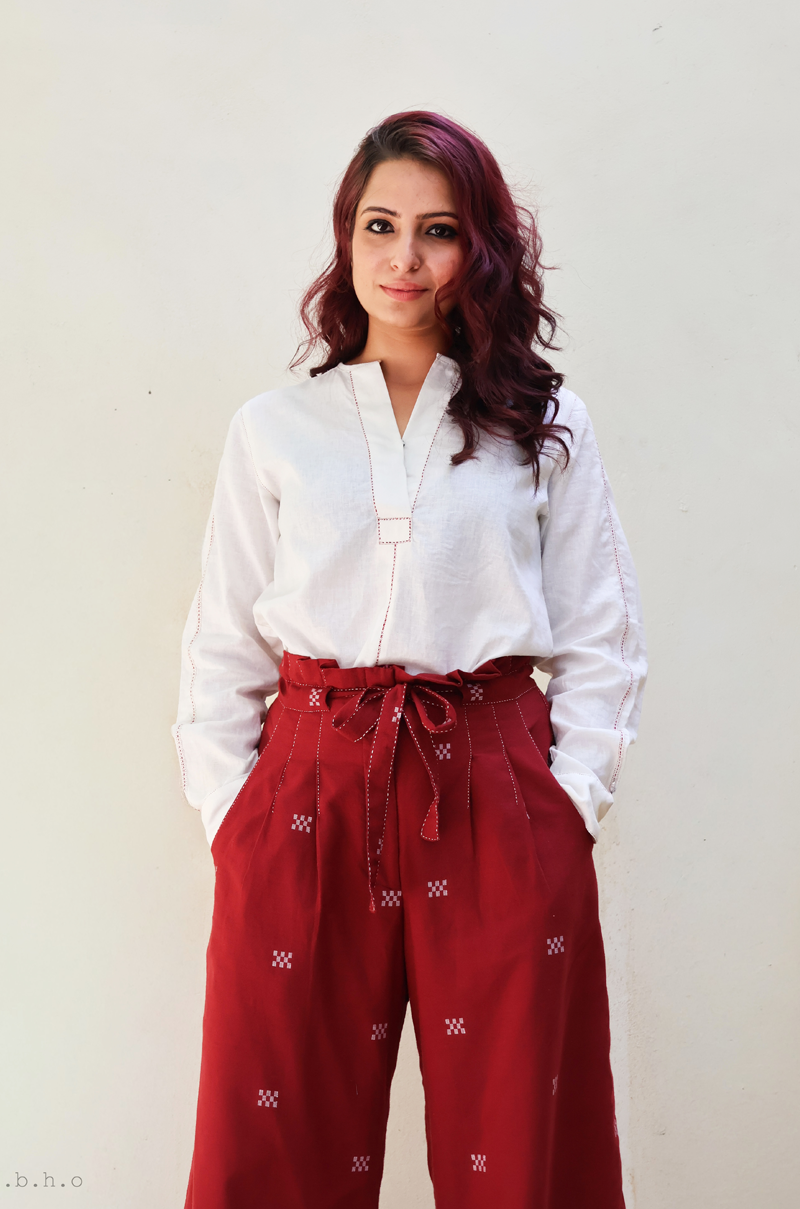 RED JAMDANI PANTS