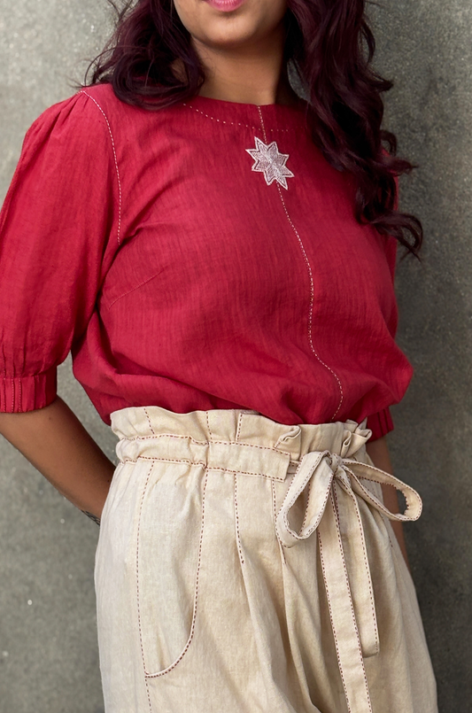 RED TOP WITH STAR MOTIF